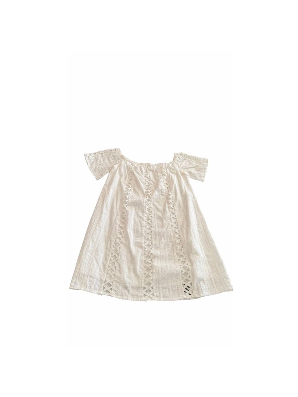 Lucca Couture White Off-The-Shoulder Crochet Mini Dress - Boho size S